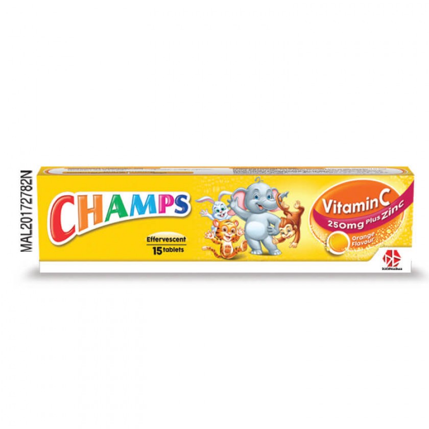 CHAMPS EFFERVESCENT VIT C PLUS ZINC 15's (EXP:31/12/2025)